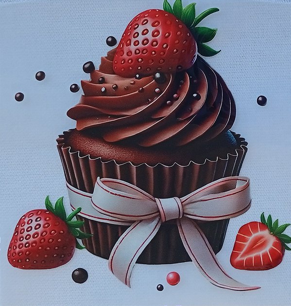 ADR-053 - CUPCAKE CHOCOLATE E MORANGO - ADESIVO DTF