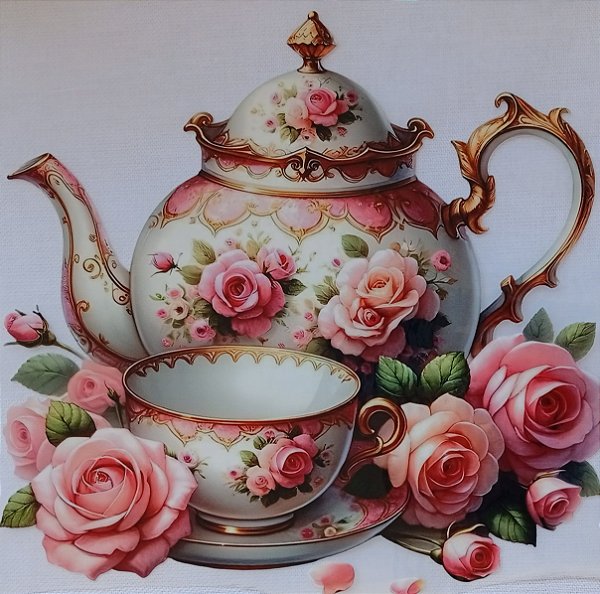 ADR-057 - BULE VINTAGE COM ROSAS - ADESIVO DTF