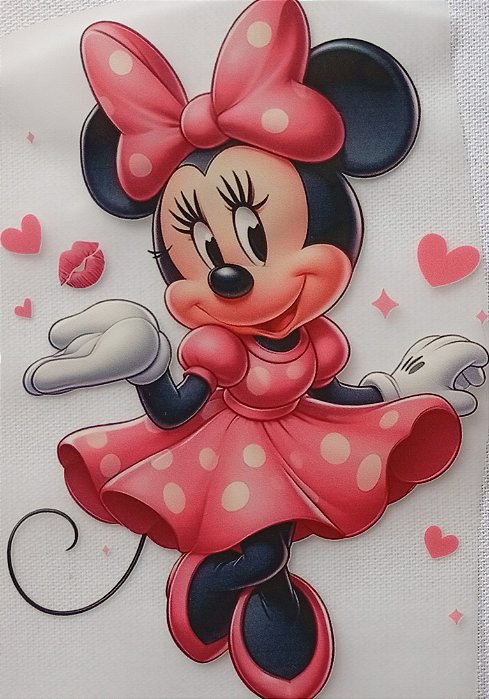 ADR-064 - MINNIE COM CORAÇÕES -ADESIVO DTF
