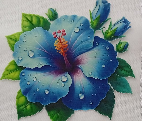 ADR-075 - HIBISCO AZUL -ADESIVO DTF