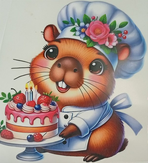 ADR-110 - CAPIVARA CONFEITEIRA - ADESIVOS DTF