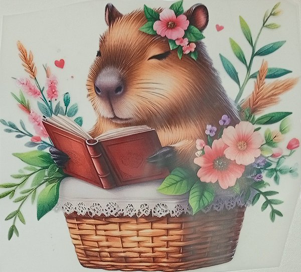 ADR-111 - CAPIVARA LENDO - ADESIVOS DTF