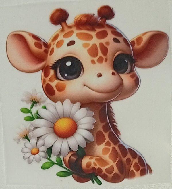 ADR-114 - GIRAFA COM MARGARIDAS - SAFARI - ADESIVO DTF