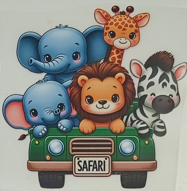 ADR-115 - CARRINHO COM BICHINHOS SAFARI - ADESIVOS DTF