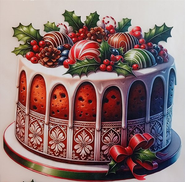 ADR-133 - BOLO DECORADO NATAL - ADESIVOS DTF