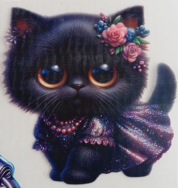 ADR-136 - GATINHA COM VESTIDO - ADESIVOS DTF