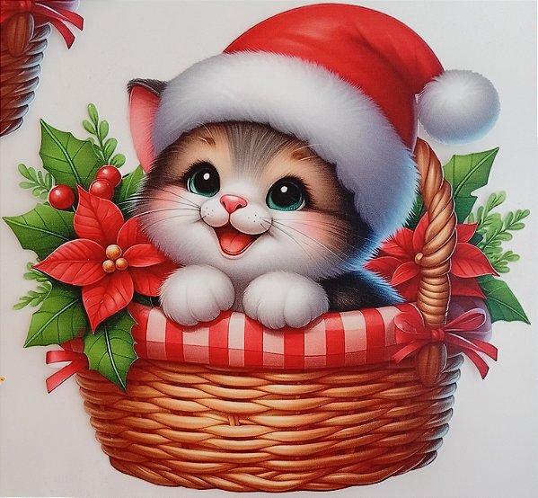 ADR-140-GATINHO NOEL - ADESIVOS DTF