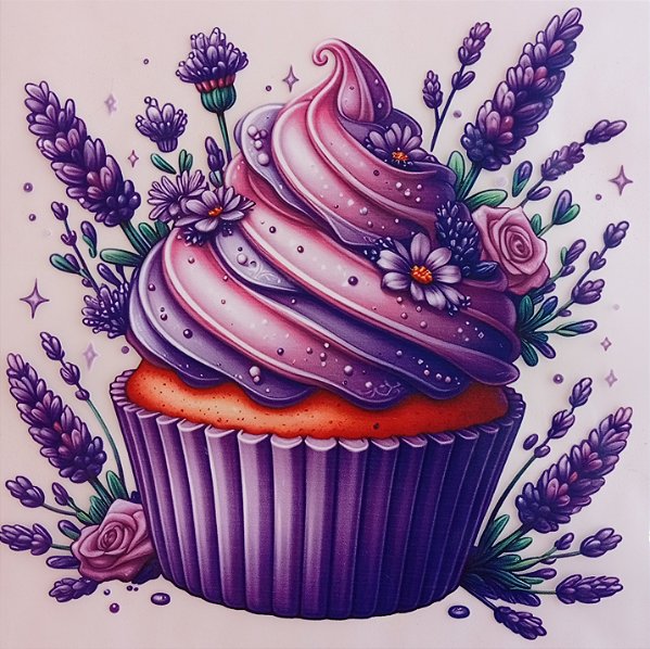 ADR-143 - CUPCAKE COM LAVANDAS - ADESIVOS DTF
