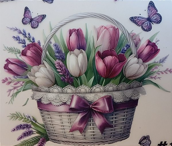 ADR-146 - CESTA COM TULIPAS - ADESIVOS DTF