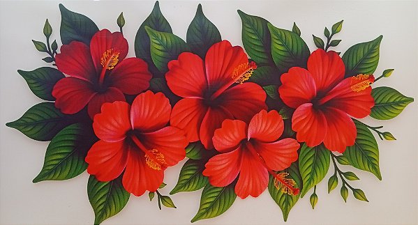 ADR-186 - HIBISCOS VERMELHOS - MODELOS PARA TOALHAS