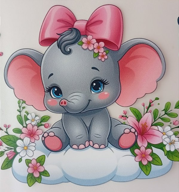 ADR-220 - ELEFANTINHA NAS NUVENS - ADESIVO INFANTIL