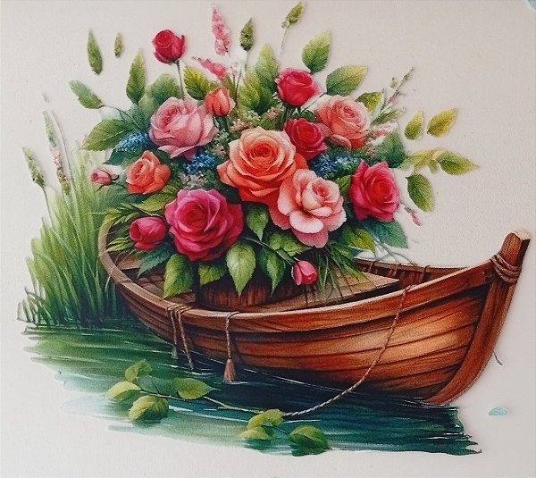 ADR-233 - BARCO COM ROSAS - ADESIVO DTF