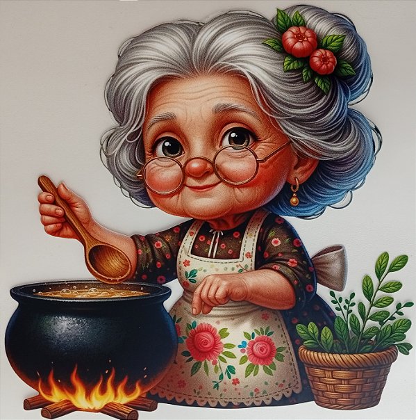 ADR-242 - VOVÓ COZINHANDO - ADESIVO DTF