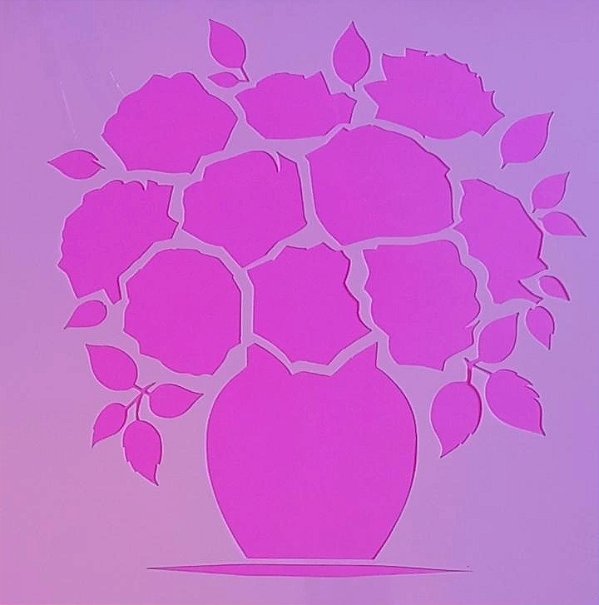 SRA-1789 - Stencil Rosa e vaso sobreposição