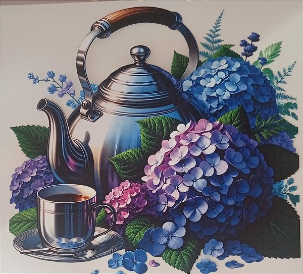 ADR-282 - CHALEIRA INOX COM HORTENSIAS