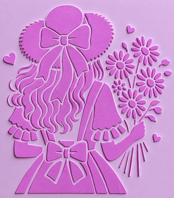 SRA-1839 - MENINA COM BUQUE DE FLORES