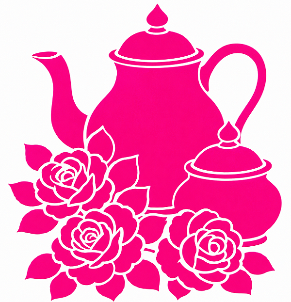 SRA-1842 - BULE AÇUCAREIRO E ROSA - COLEÇÃO CASA CHA E FLORES