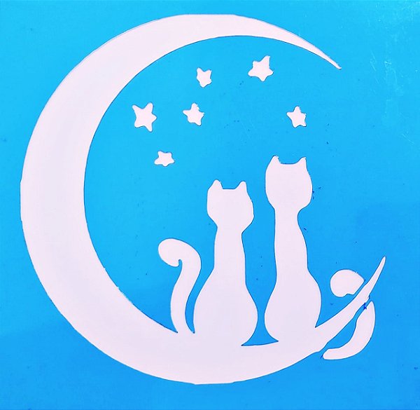 SRA-444 SILHUETA GATINHOS, LUA E ESTRELAS 13X13