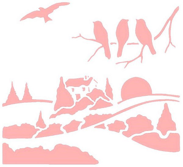 SRA-488 PAISAGEM CASINHA E PASSÁROS 21X24