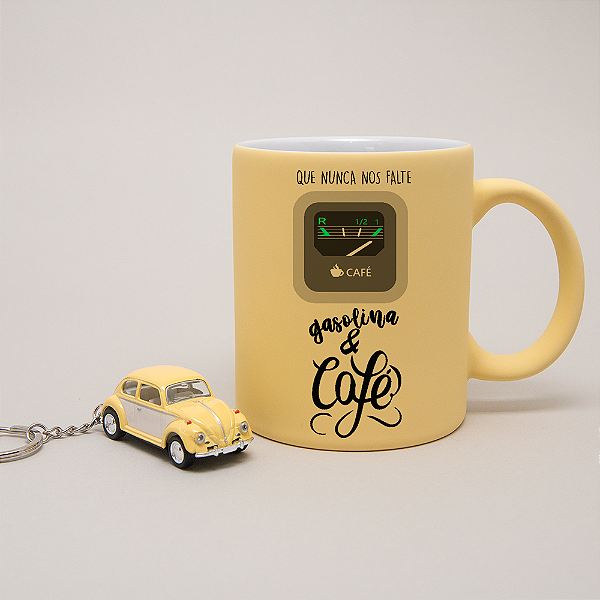 Kit Caneca e Chaveiro verde - Que nunca falte Gasolina e café