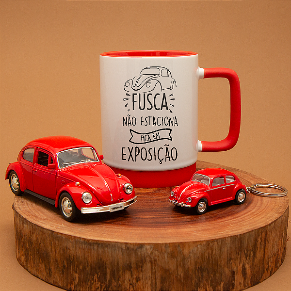 Kit Fusca vermelho - Fusca não estaciona, fica em exposição