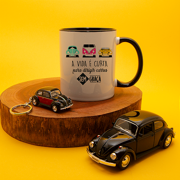 Kit Caneca, Chaveiro e Miniatura de Fusca