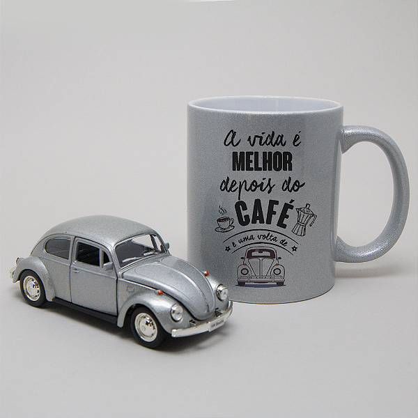 Kit miniatura de fusca e caneca