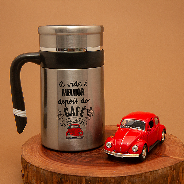 Kit Copo Café e Miniatura Fusca Vermelho
