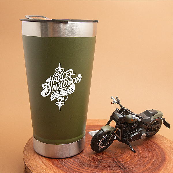 Kit Harley Davidson copo térmico e miniatura Fat Bob 114