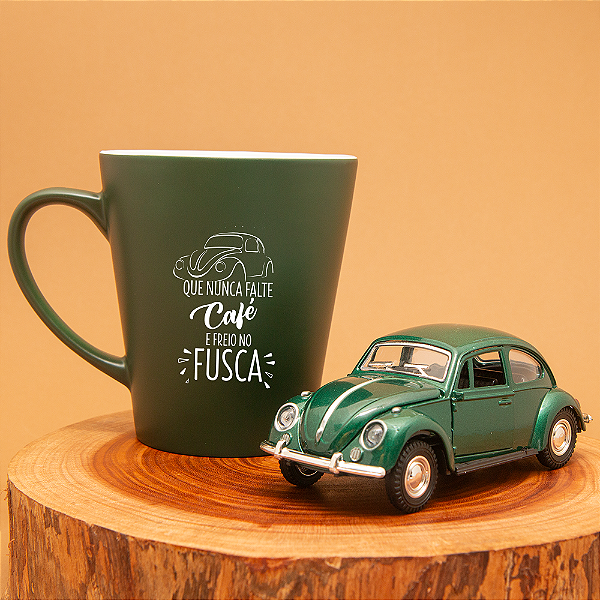 Caneca e Miniatura Fusca Verde Escuro