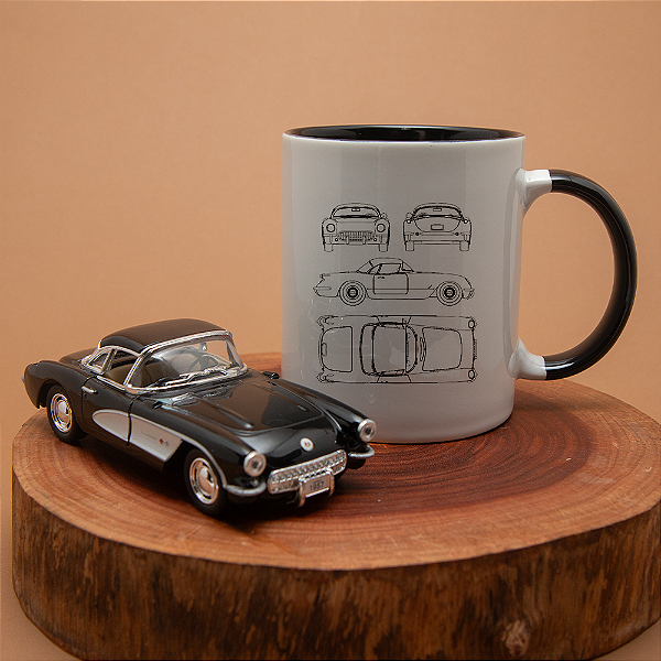 Kit Miniatura e caneca Corvette 1957