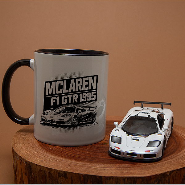 Kit McLaren F1 GTR 1995 – Miniatura Colecionável + Caneca Estampada Exclusiva