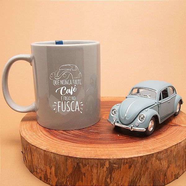 Kit Caneca e Miniatura Fusca Cinza