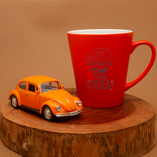 Caneca e Miniatura Fusca Laranja