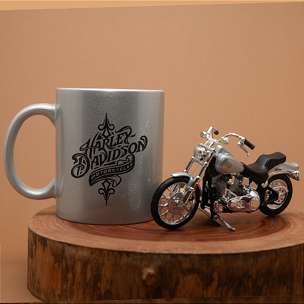 Kit Harley Davidson caneca e miniatura Prata