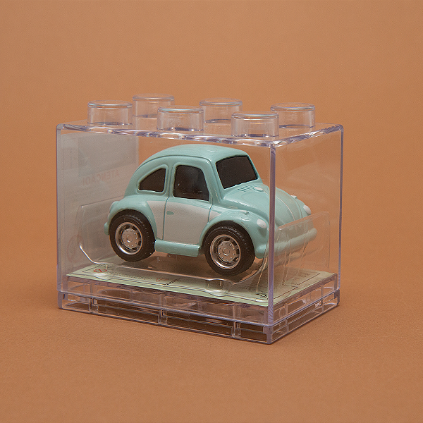 Miniatura Fusca Metal 6cm com Caixa Acrílica Modular – Colecionável