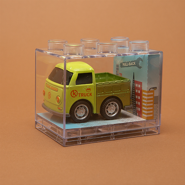 Miniatura Kombi Cabrita (Caçamba) Metal 6cm com Caixa Acrílica Modular
