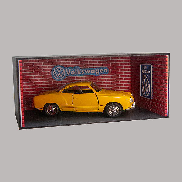Mini Garagem Volkswagen 3D – Diorama Decorativo 15,5x10x7cm