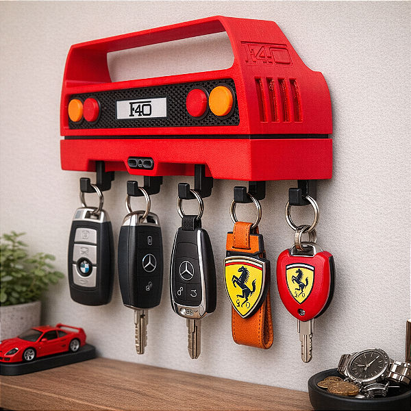 Porta-Chaves F40 3D – Estilo Clássico Esportivo (23x12x5,5cm)