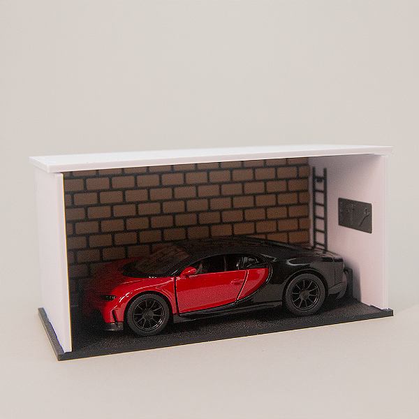 Kit Garagem Premium + Miniatura Bugatti – Diorama Superesportivo Completo