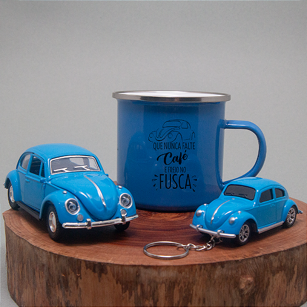 Kit Fusca Colecionável – Caneca Esmaltada + Miniatura 1:32