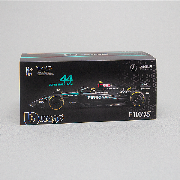 Miniatura F1 2024 Mercedes-AMG W15 Hamilton 1/43 com Piloto