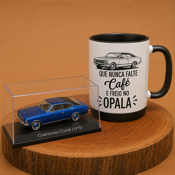 Kit Chevrolet Opala Comodoro Coupé 1975 1:43 + Caneca