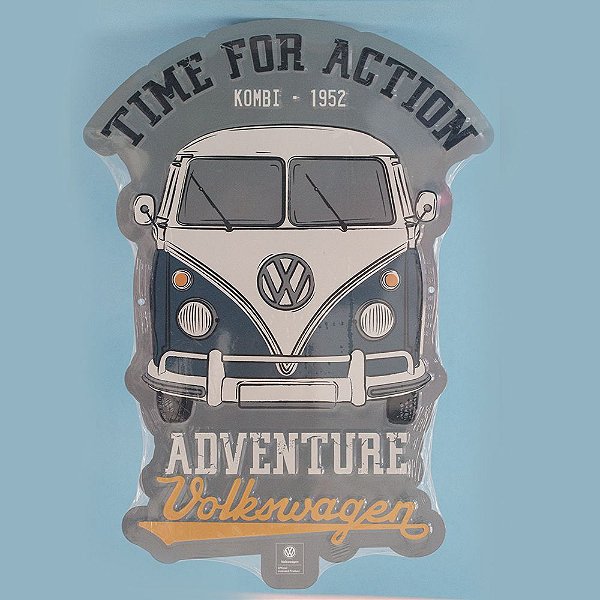 Placa em Metal Kombi Time for Action Adventure