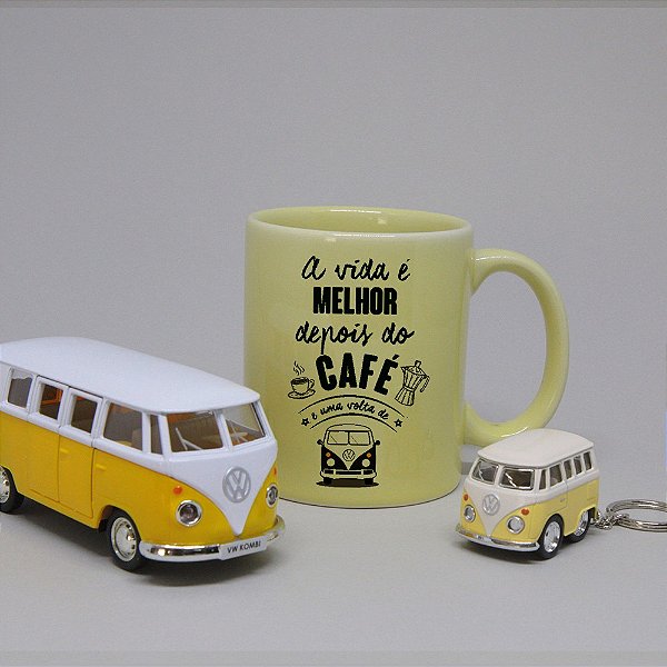 Kit Miniatura - Chaveiro e Caneca Kombi Corujinha