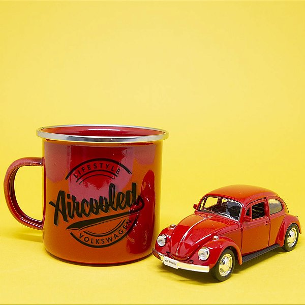 Kit Miniatura Fusca e Caneca Esmaltada Ágata Aircooled Volkswagen