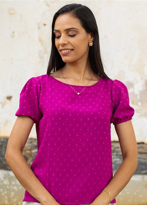 Blusa Fúcsia Poá