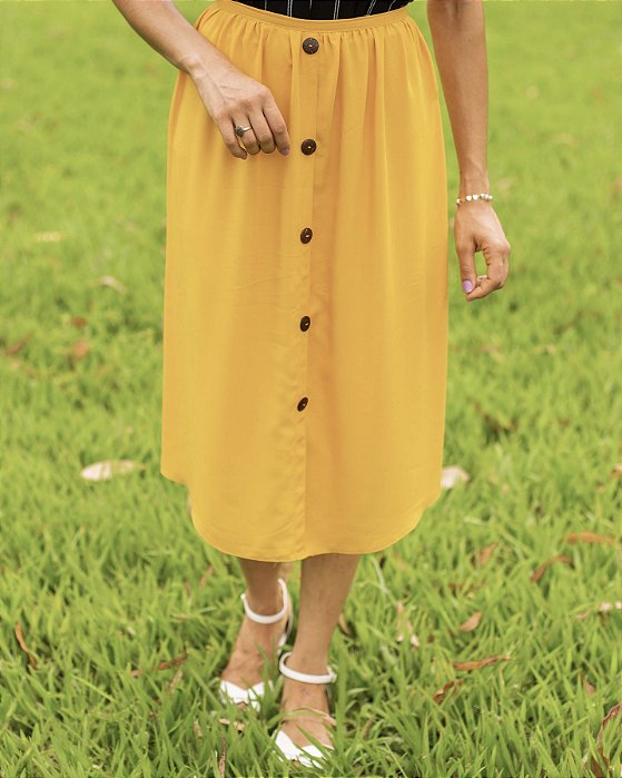 Saia Assimétrica Amarelo Ouro
