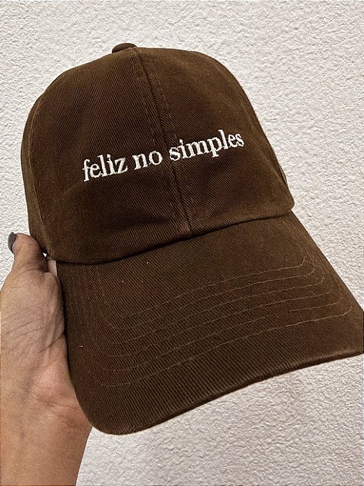 Pronta Entrega | Feliz no simples - Marrom c/ bordado branco