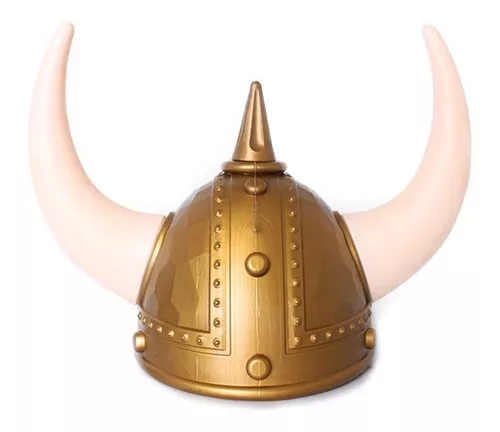 Capacete Vickings Chifres Longos Dourados